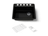 KOHLER K-8668-5UA2 Riverby 27" undermount single-bowl workstation kitchen sink, black black