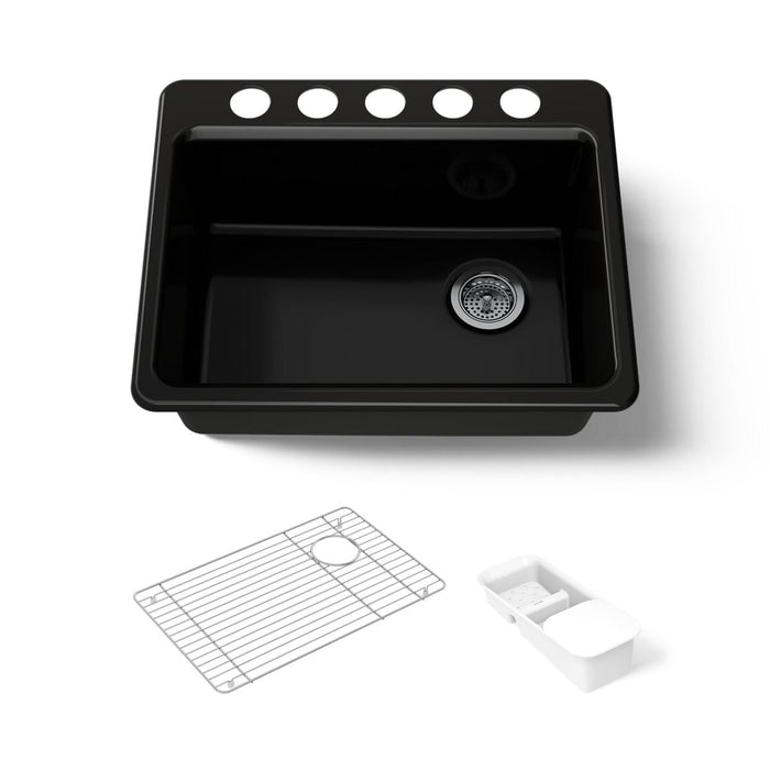 KOHLER K-8668-5UA2 Riverby 27" undermount single-bowl workstation kitchen sink, black black - view 5