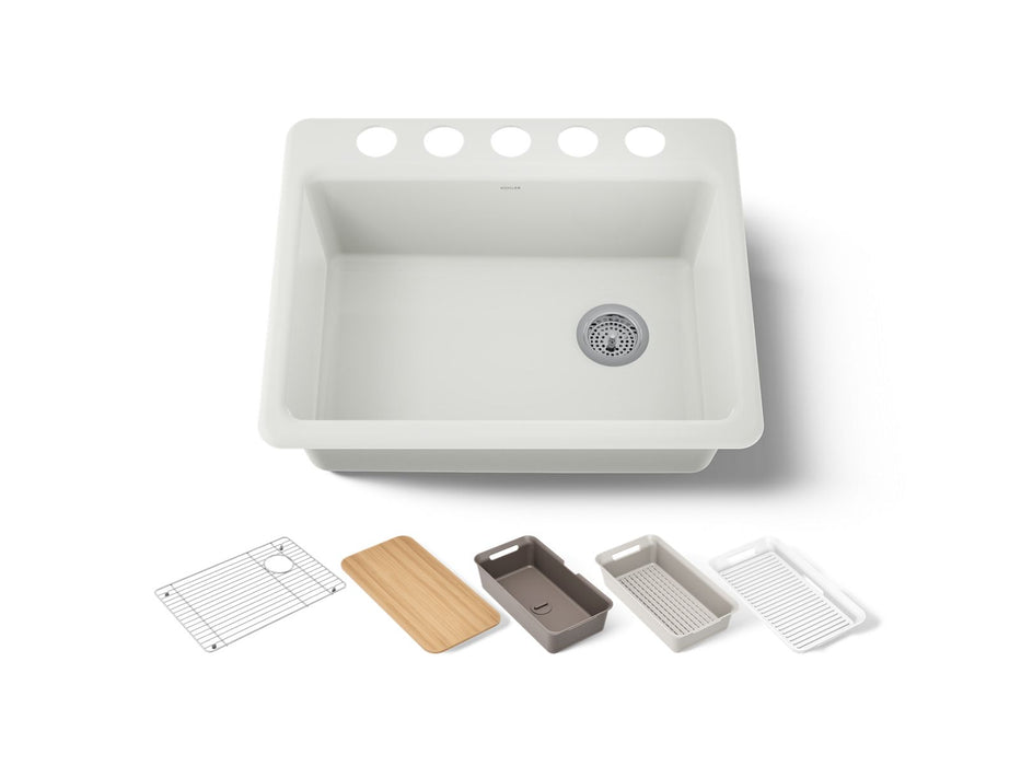 KOHLER K-8668 Riverby 27" Undermount Single-bowl Workstation Kitchen Sink