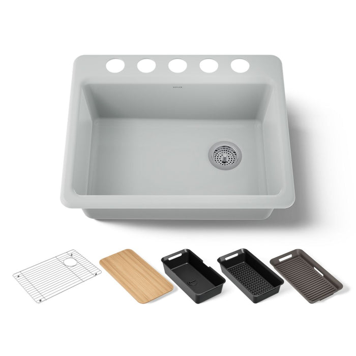 KOHLER K-8668 Riverby 27" Undermount Single-bowl Workstation Kitchen Sink, ice grey - view 5