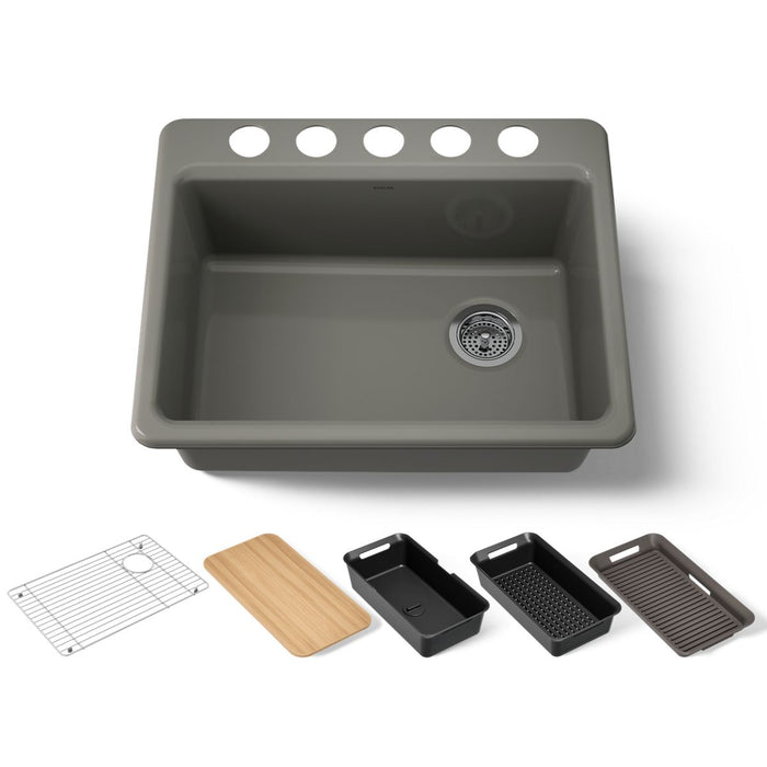 KOHLER K-8668 Riverby 27" Undermount Single-bowl Workstation Kitchen Sink, thunder grey - view 5
