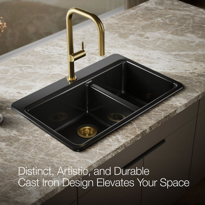 KOHLER K-8669 Riverby 33" Top-mount Double-bowl Kitchen Sink, black black - view 4