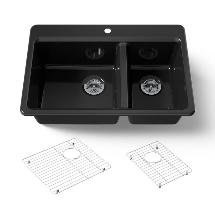 KOHLER K-8669 Riverby 33" Top-mount Double-bowl Kitchen Sink, black black - view 5