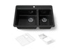 KOHLER K-8669-1A2 Riverby 33" top-mount double-bowl workstation kitchen sink, black black