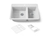 KOHLER K-8669-1A2 Riverby 33" top-mount double-bowl workstation kitchen sink, white