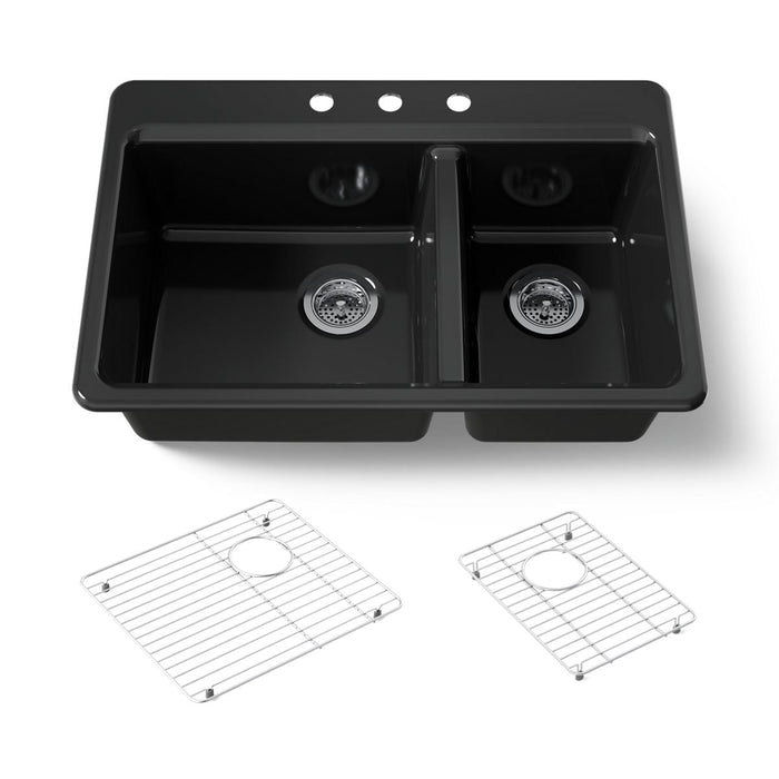 KOHLER K-8669 Riverby 33" Top-mount Double-bowl Kitchen Sink, black black - view 5