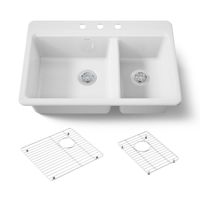 KOHLER K-8669 Riverby 33" Top-mount Double-bowl Kitchen Sink, white - view 5