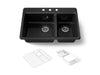KOHLER K-8669-3A2 Riverby 33" top-mount double-bowl workstation kitchen sink, black black