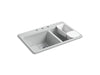 KOHLER K-8669-3A2 Riverby 33" top-mount double-bowl workstation kitchen sink, ice grey