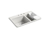KOHLER K-8669-3A2 Riverby 33" top-mount double-bowl workstation kitchen sink, sea salt