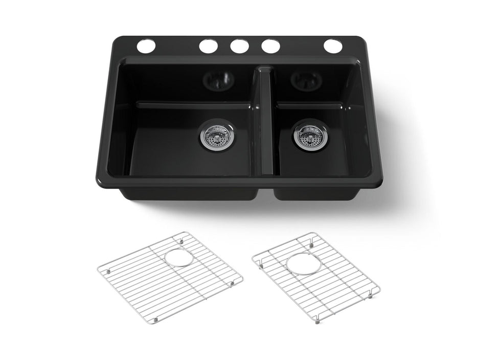 KOHLER K-8669 Riverby 33" Undermount Double-bowl Kitchen Sink, black black