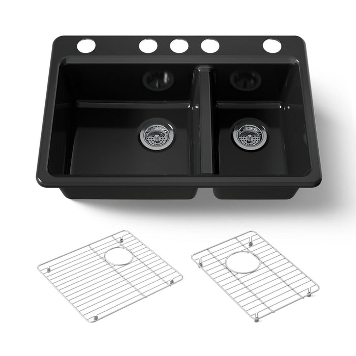 KOHLER K-8669 Riverby 33" Undermount Double-bowl Kitchen Sink, black black - view 5