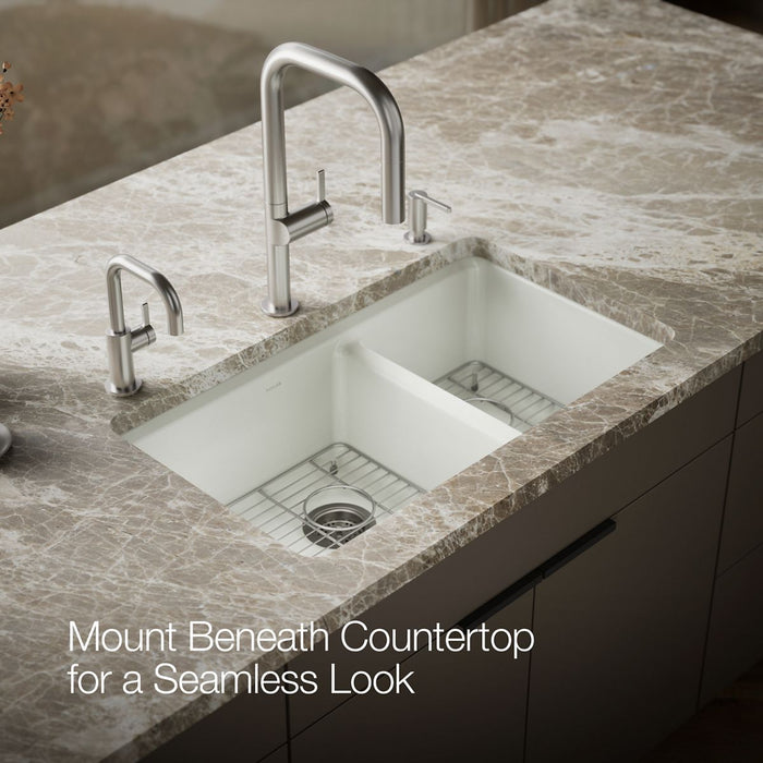 KOHLER K-8669 Riverby 33" Undermount Double-bowl Kitchen Sink, dune - view 5