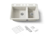 KOHLER K-8669-5UA3 Riverby 33" undermount double-bowl workstation kitchen sink, biscuit