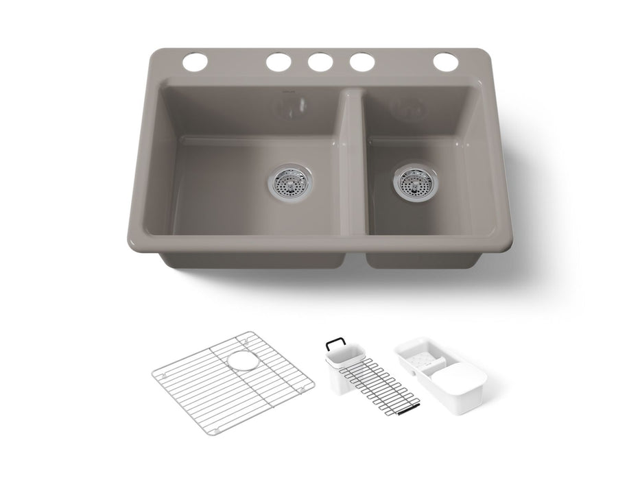 KOHLER K-8669-5UA3 Riverby 33" undermount double-bowl workstation kitchen sink