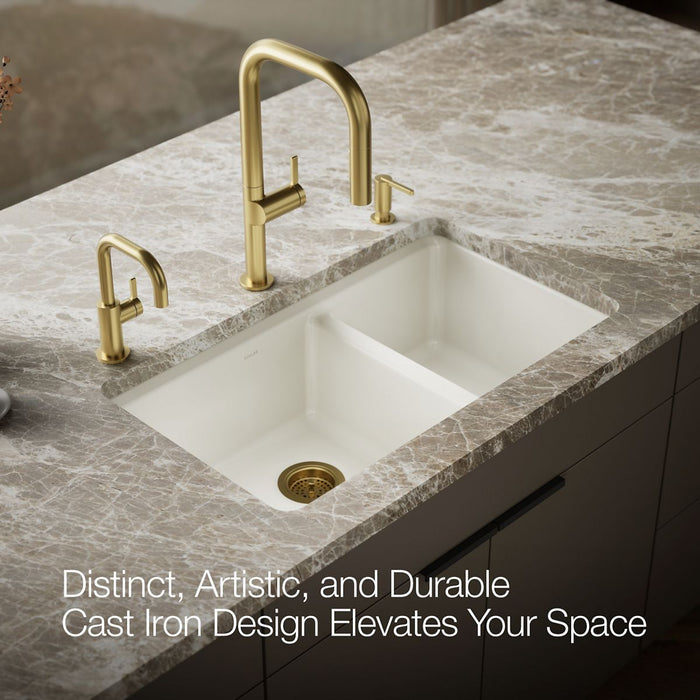 KOHLER K-8669 Riverby 33" Undermount Double-bowl Workstation Kitchen Sink