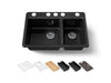 KOHLER K-8669 Riverby 33" Undermount Double-bowl Workstation Kitchen Sink, black black