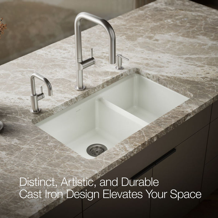 KOHLER K-8669 Riverby 33" Undermount Double-bowl Workstation Kitchen Sink