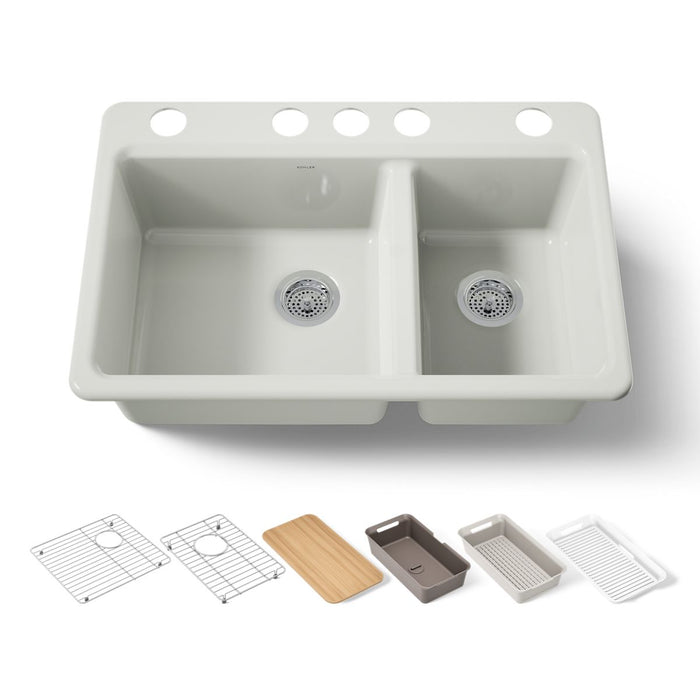KOHLER K-8669 Riverby 33" Undermount Double-bowl Workstation Kitchen Sink