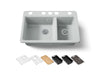 KOHLER K-8669 Riverby 33" Undermount Double-bowl Workstation Kitchen Sink, ice grey