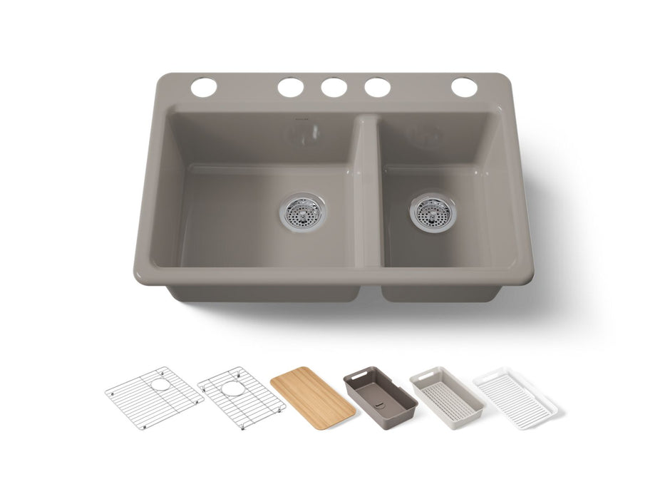 KOHLER K-8669 Riverby 33" Undermount Double-bowl Workstation Kitchen Sink