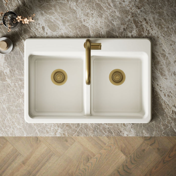 KOHLER K-8679 Riverby 33" Top-mount Double-bowl Kitchen Sink, biscuit - view 3