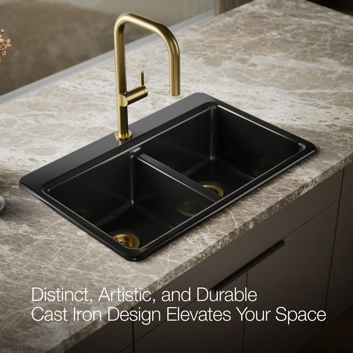 KOHLER K-8679 Riverby 33" Top-mount Double-bowl Kitchen Sink, black black - view 5