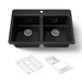 KOHLER K-8679-1A2 Riverby 33" top-mount double-bowl workstation kitchen sink, black black