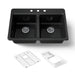 KOHLER K-8679-3A2 Riverby 33" top-mount double-bowl workstation kitchen sink, black black