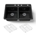 KOHLER K-8679 Riverby 33" Top-mount Double-bowl Kitchen Sink, black black