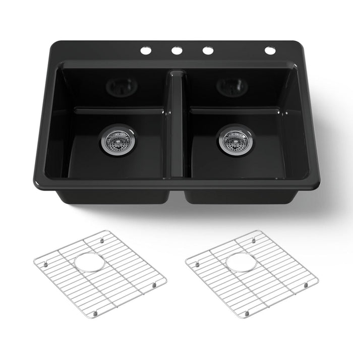 KOHLER K-8679 Riverby 33" Top-mount Double-bowl Kitchen Sink, black black - view 5