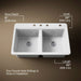 KOHLER K-8679 Riverby 33" Top-mount Double-bowl Kitchen Sink, white - view 3