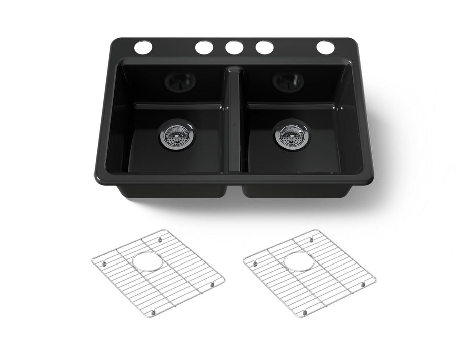 KOHLER K-8679 Riverby 33" Undermount Double-bowl Kitchen Sink, black black