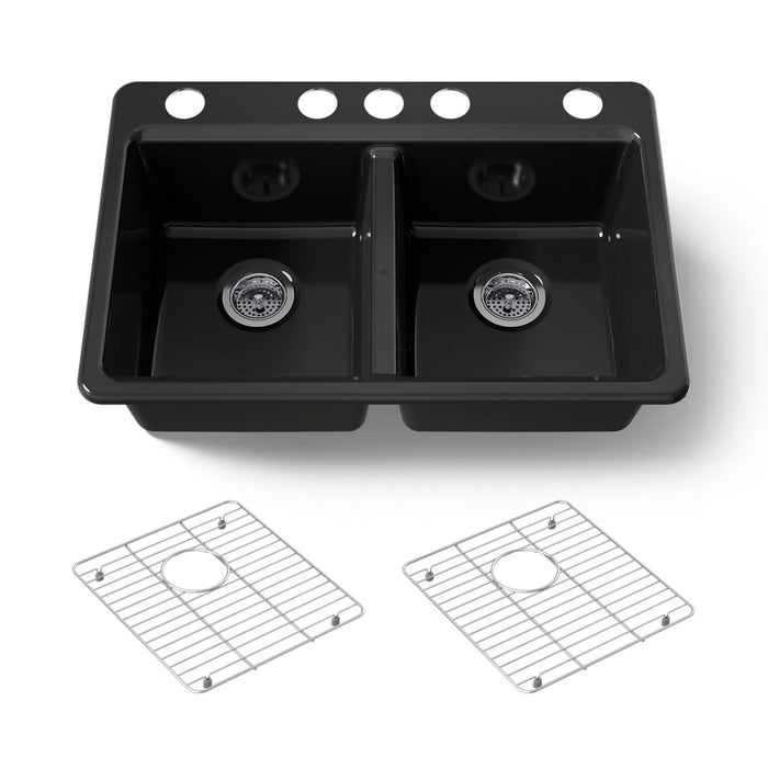 KOHLER K-8679 Riverby 33" Undermount Double-bowl Kitchen Sink, black black - view 5