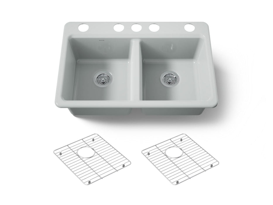 KOHLER K-8679 Riverby 33" Undermount Double-bowl Kitchen Sink, ice grey