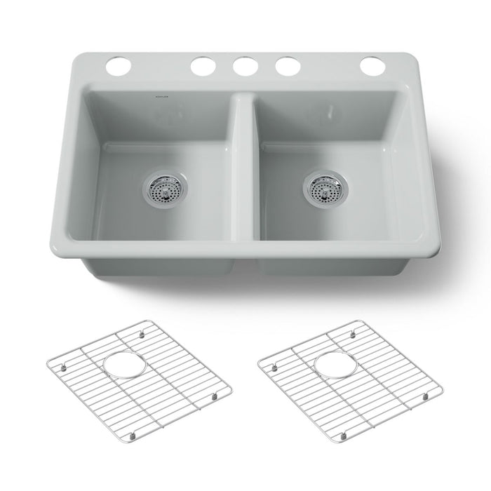 KOHLER K-8679 Riverby 33" Undermount Double-bowl Kitchen Sink, ice grey - view 5