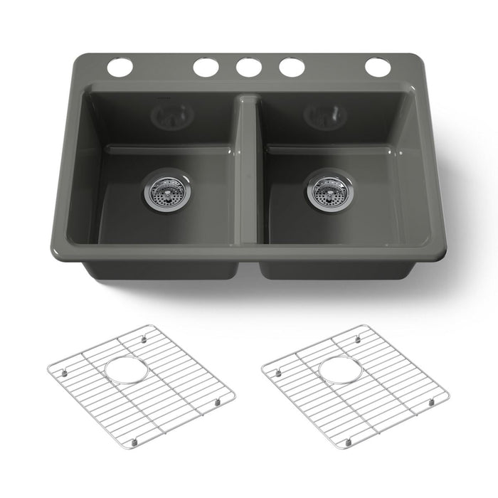 KOHLER K-8679 Riverby 33" Undermount Double-bowl Kitchen Sink, thunder grey - view 5