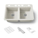 KOHLER K-8679-5UA3 Riverby 33" undermount double-bowl workstation kitchen sink, biscuit - view 5