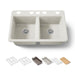 KOHLER K-8679 Riverby 33" Undermount Double-bowl Workstation Kitchen Sink, biscuit
