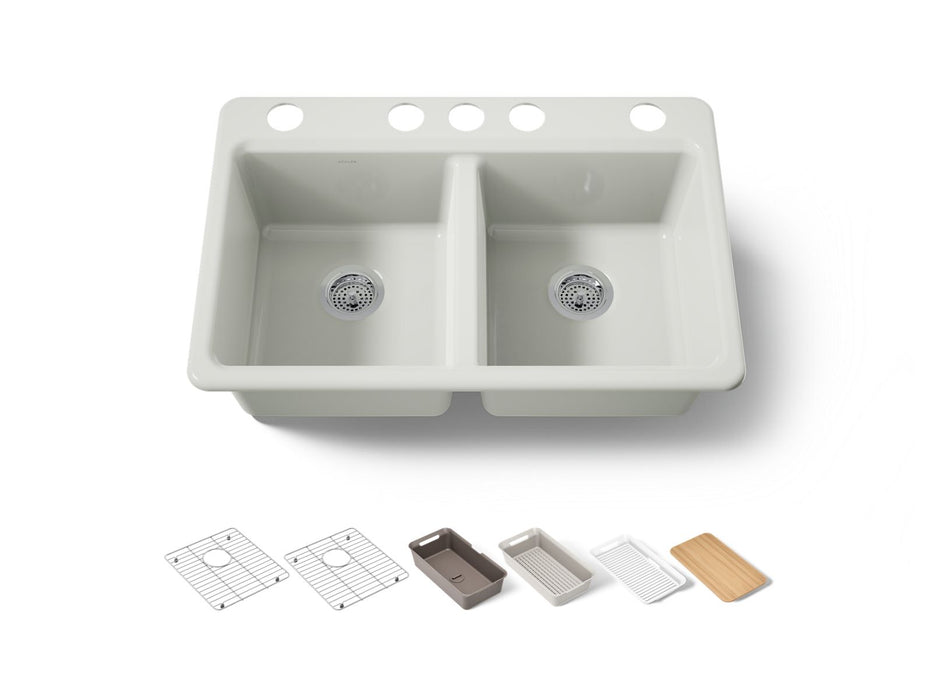 KOHLER K-8679 Riverby 33" Undermount Double-bowl Workstation Kitchen Sink