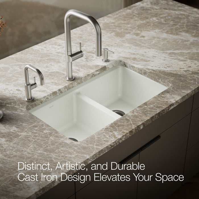 KOHLER K-8679 Riverby 33" Undermount Double-bowl Workstation Kitchen Sink