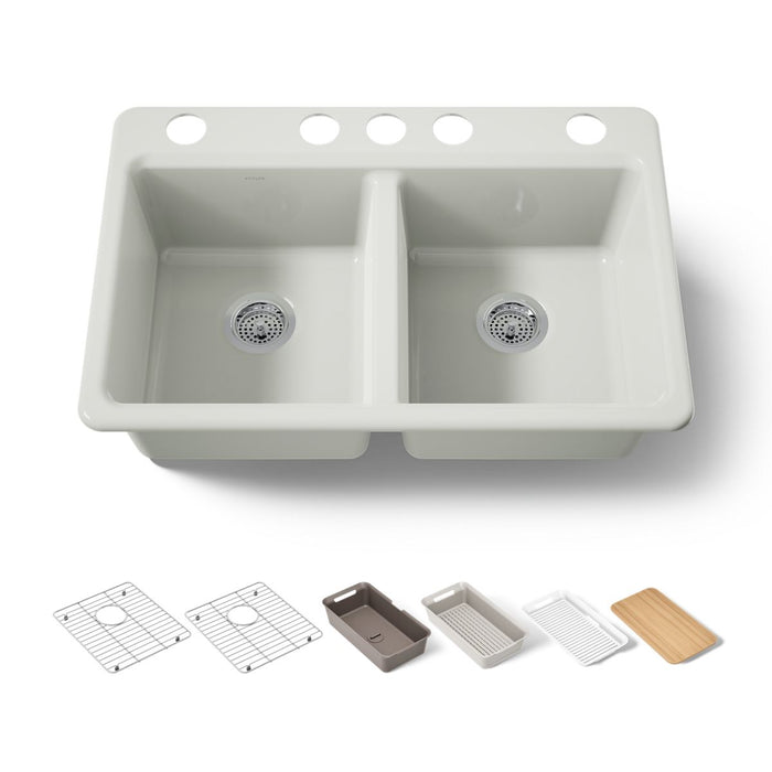 KOHLER K-8679 Riverby 33" Undermount Double-bowl Workstation Kitchen Sink