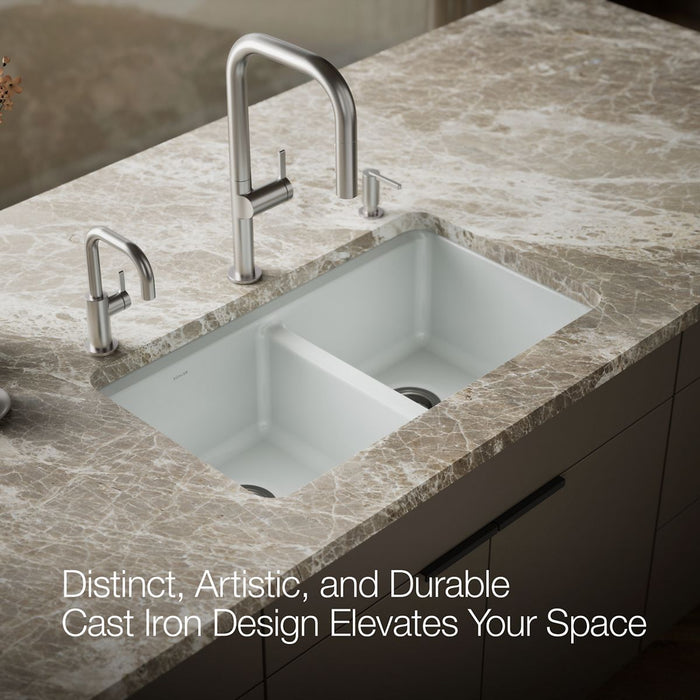 KOHLER K-8679 Riverby 33" Undermount Double-bowl Workstation Kitchen Sink