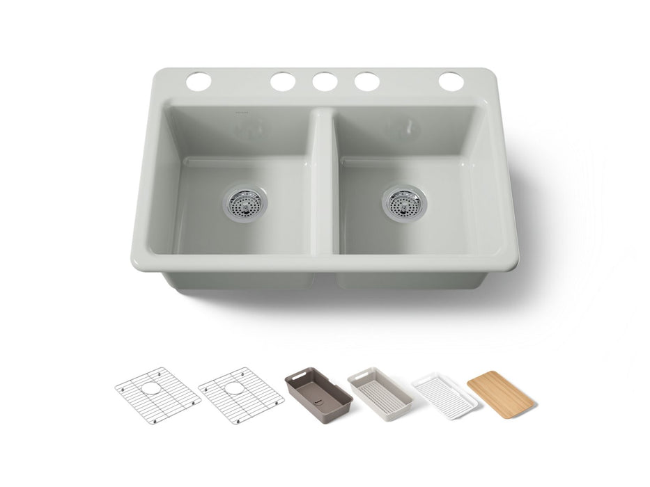 KOHLER K-8679 Riverby 33" Undermount Double-bowl Workstation Kitchen Sink