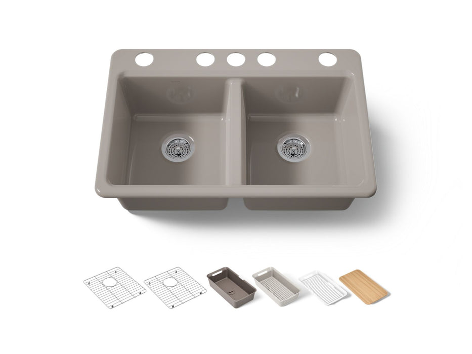 KOHLER K-8679 Riverby 33" Undermount Double-bowl Workstation Kitchen Sink