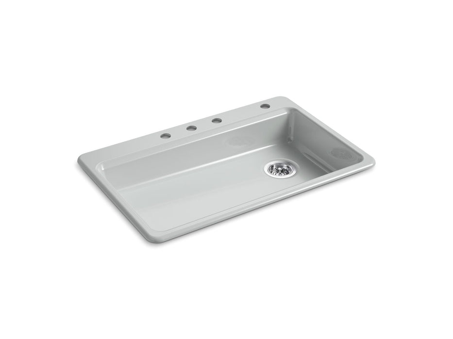 KOHLER K-8689-4 Riverby 33" Top-mount Single-bowl Kitchen Sink, ice grey