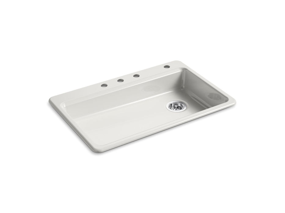 KOHLER K-8689-4 Riverby 33" Top-mount Single-bowl Kitchen Sink, sea salt