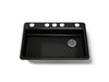 KOHLER K-8689-5U Riverby 33" undermount single-bowl kitchen sink, black black