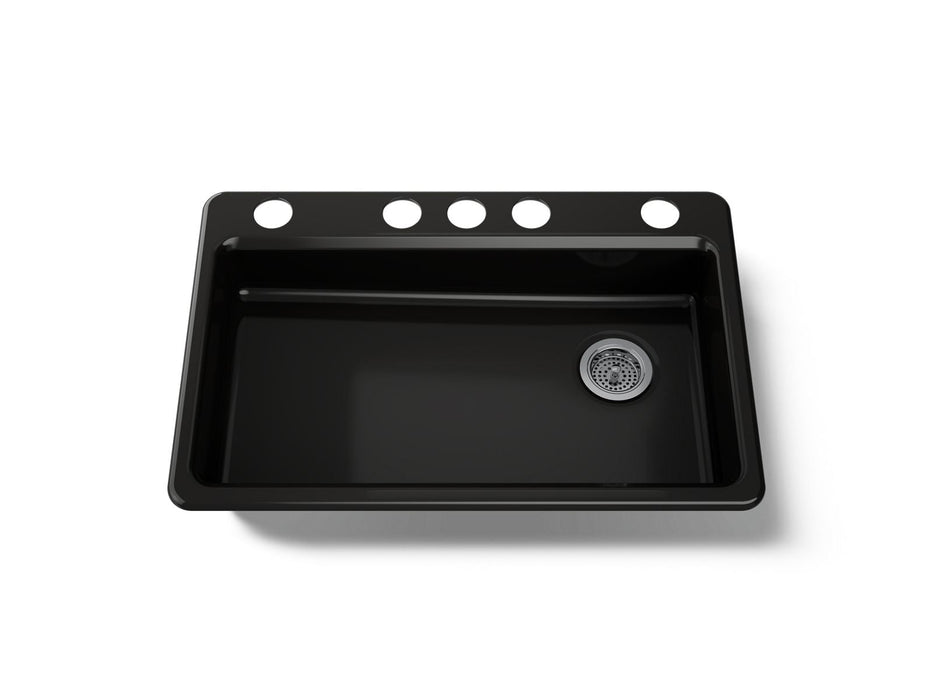 KOHLER K-8689-5U Riverby 33" undermount single-bowl kitchen sink, black black