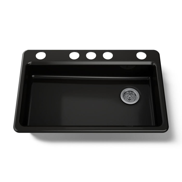 KOHLER K-8689-5U Riverby 33" undermount single-bowl kitchen sink, black black - view 5